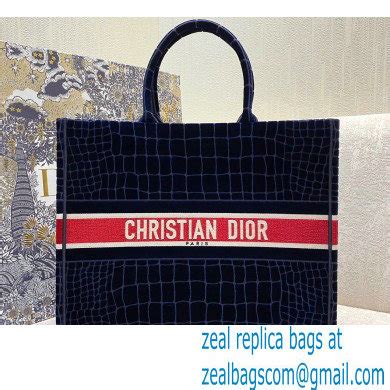 dior handbag tote blue crocodile skin|NEW Dior Book Tote: Blue Velvet Crocodile Embroidered, Large, .